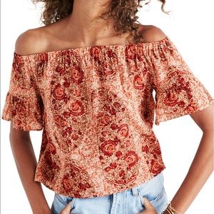 Madewell Paisley Off the Shoulder Silk Blouse